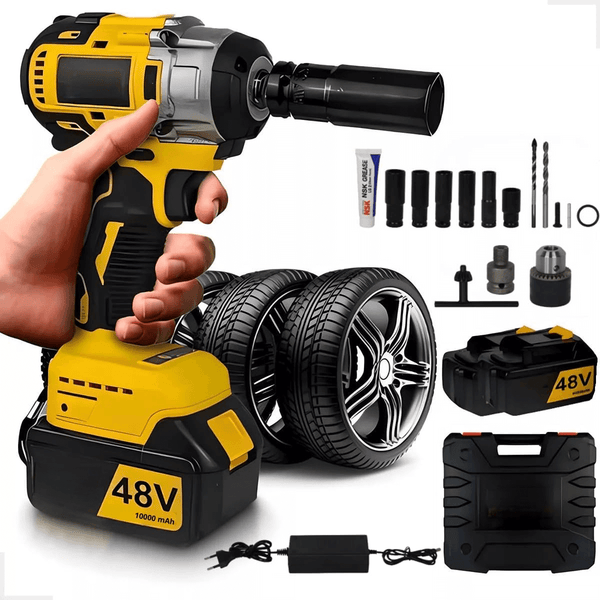 Chave de Impacto Recarregável 48 V Bivolt com 2 Baterias 2000 mAh, 2300 RPM - VoltForge™