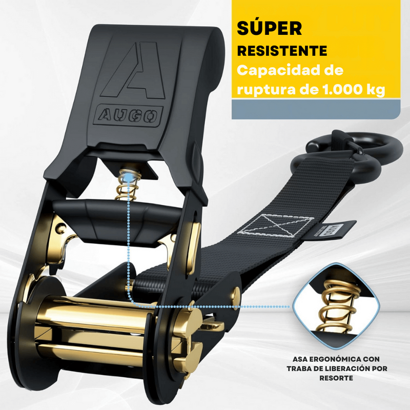 Kit 15 pzs de correas de amarre con trinquete de 5 m y fuerza de ruptura de 1.000 kg – CargoClinch™