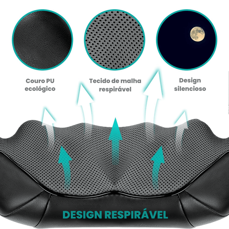 Massageador Shiatsu 3D Elétrico com Aquecimento – 8 Nódulos, 3 Níveis de Intensidade - KneadBlaze™
