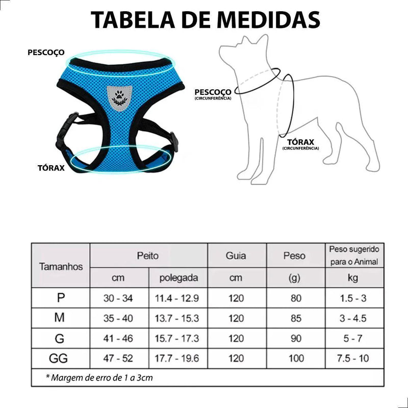 Coleira peitoral cão e gato