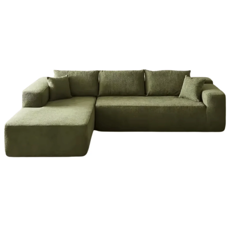 Sofá Modular em L com 3 Lugares, Sem Montagem, Estofado em Veludo Cotelê – CloudFlex™