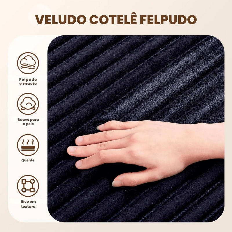 Sofá Modular em L com 3 Lugares, Sem Montagem, Estofado em Veludo Cotelê – CloudFlex™