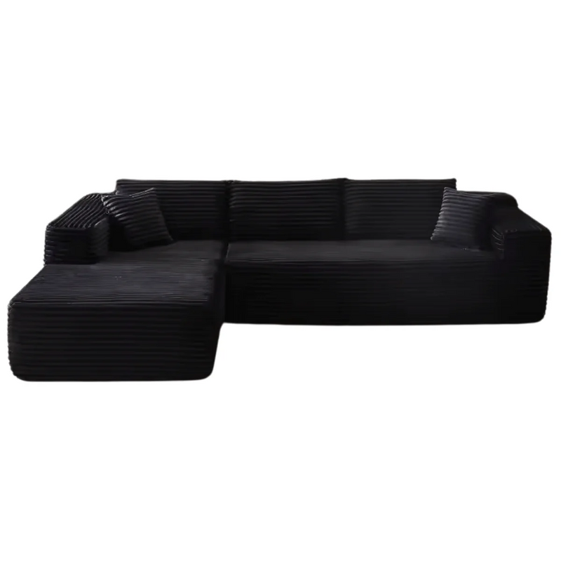 Sofá Modular em L com 3 Lugares, Sem Montagem, Estofado em Veludo Cotelê – CloudFlex™