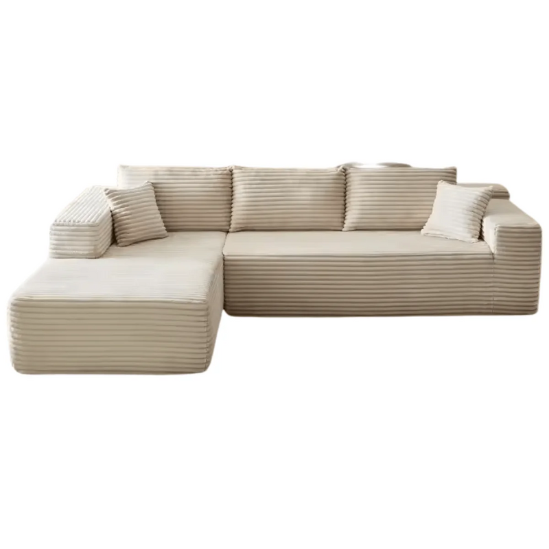 Sofá Modular em L com 3 Lugares, Sem Montagem, Estofado em Veludo Cotelê – CloudFlex™