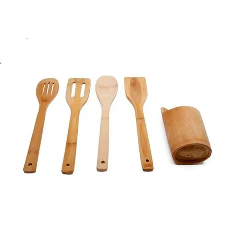Jogo De Bambu 5 Peças Para Cozinha